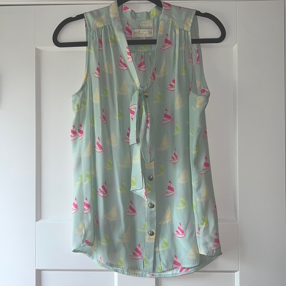 Britt Ryan | turquoise sailboat silk tank top